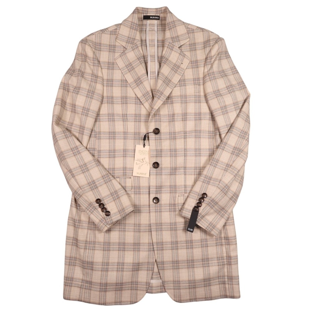 NEW Murano Mens Slim Fit Plaid Blazer Sport Coat Jacket Small MSRP $275